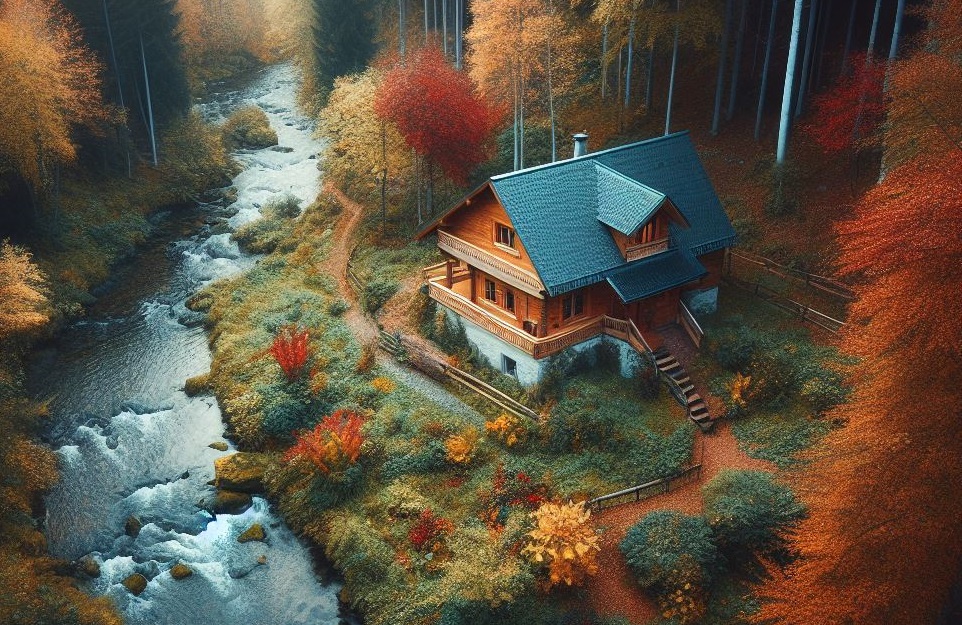 Beautiful-log-cabin-during-the-fall