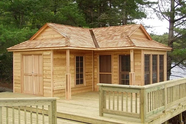 Affordable and low cost wooden cabin kit by cabana village.